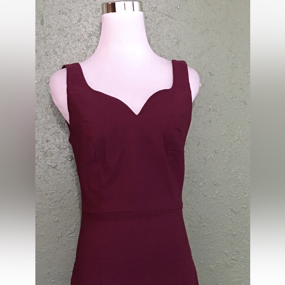NWT-Grace Karin Deep Red Wine Deep V Pencil Dress - Picture 3 of 9